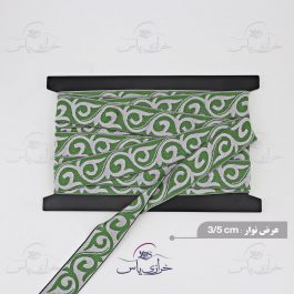نوار سنتی بافت سبز نقره ای 3 سانت