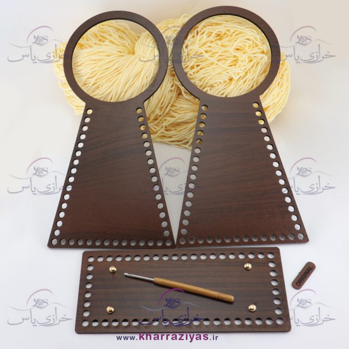 پک ست دوتیکه دسته کیف و کفی چوبی مدل هرمی با ضخامت 6 میلیمتر (دولا) قهوه ای