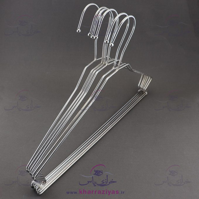 چوب لباسی فلزی لوکس نقره ای ( بسته 6 عددی) (2)