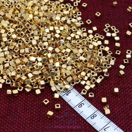 خرجکار ( مهره دستبند ) فلزی مکعب طلایی (20 عددی)