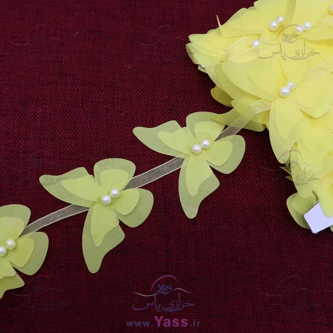 پروانه پارچه ای متری مرواریدی زرد قناری