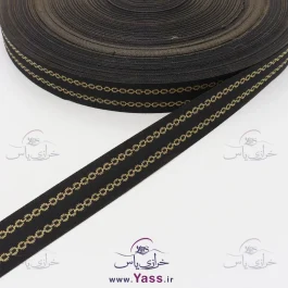 نوار سنتی بافت 2 سانت مشکی طرح زنجیر طلایی