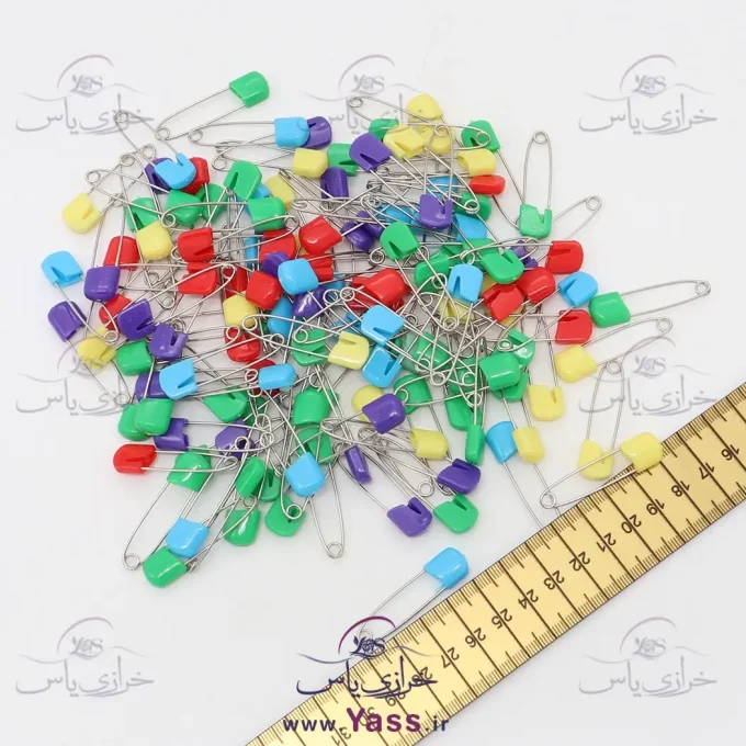 سنجاق قفلی سر پلاستیکی رنگارنگ 4.5 سانتی (بسته 10 عددی)