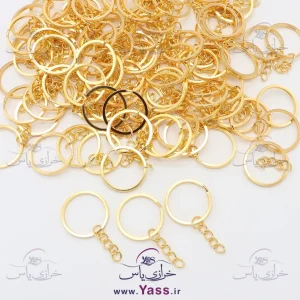 حلقه جاسوئیچی زنجیردار خارجی اعلا طلایی (100 عددی)