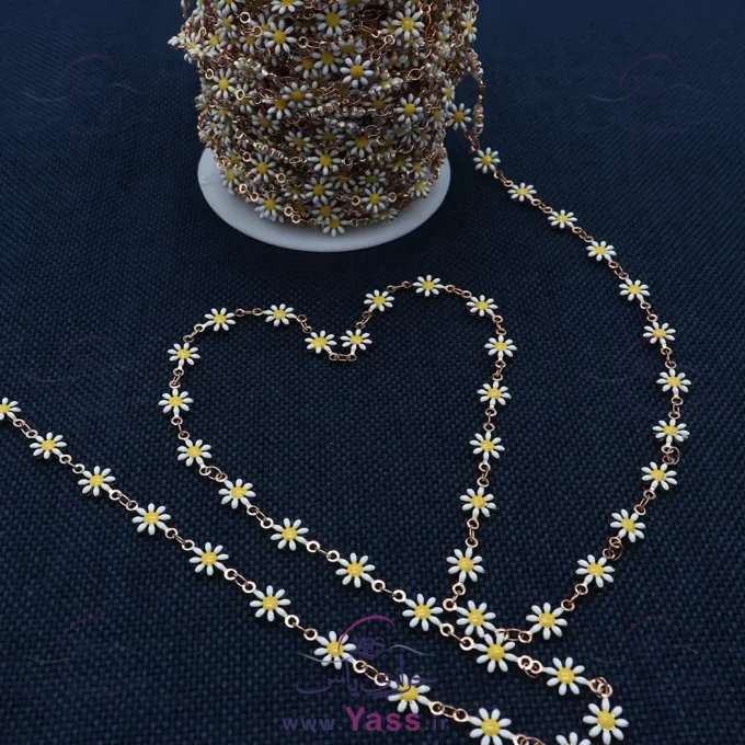زنجیر استیل دستبندی گل بابونه طلایی