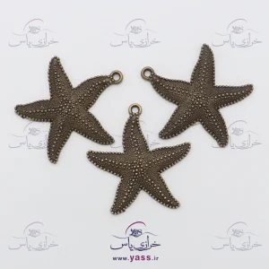خرجکار آویز گردنبند فلزی زرد قلم ستاره دریایی