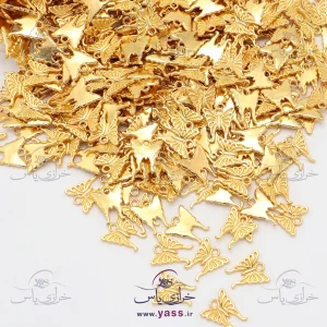 خرجکار دستبند فلزی طرح دار طرح پروانه طلایی (250 گرمی)