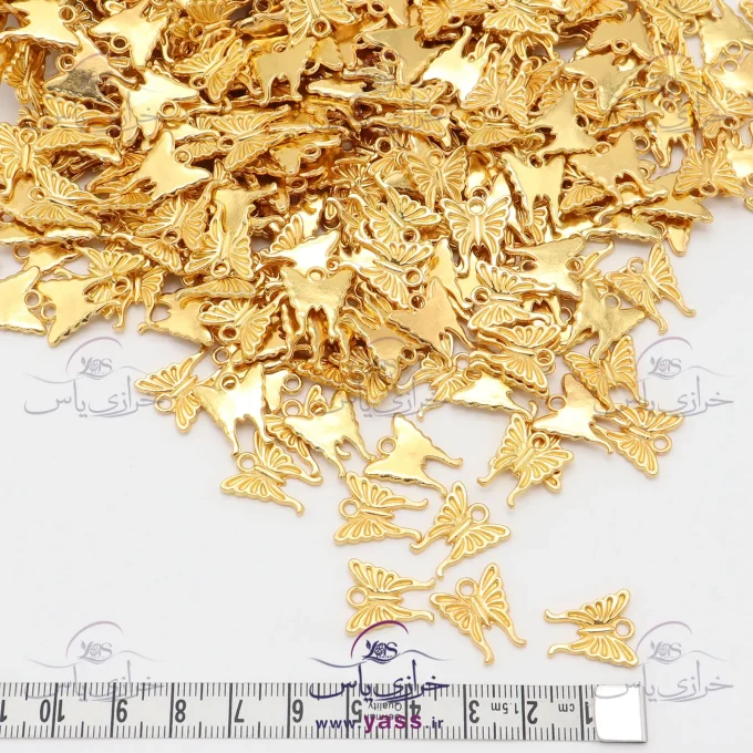 خرجکار دستبند فلزی طرح دار طرح پروانه طلایی (10 عددی)
