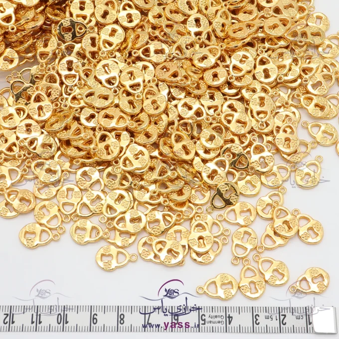 خرجکار دستبند فلزی طرح دار طرح قفل طلایی (10 عددی)