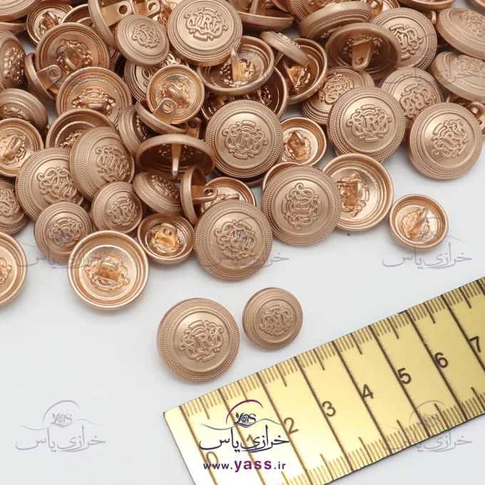 دکمه پایه دار فلزی سلطنتی طلایی کلاسیک 2 سایز (بسته 144 عددی)