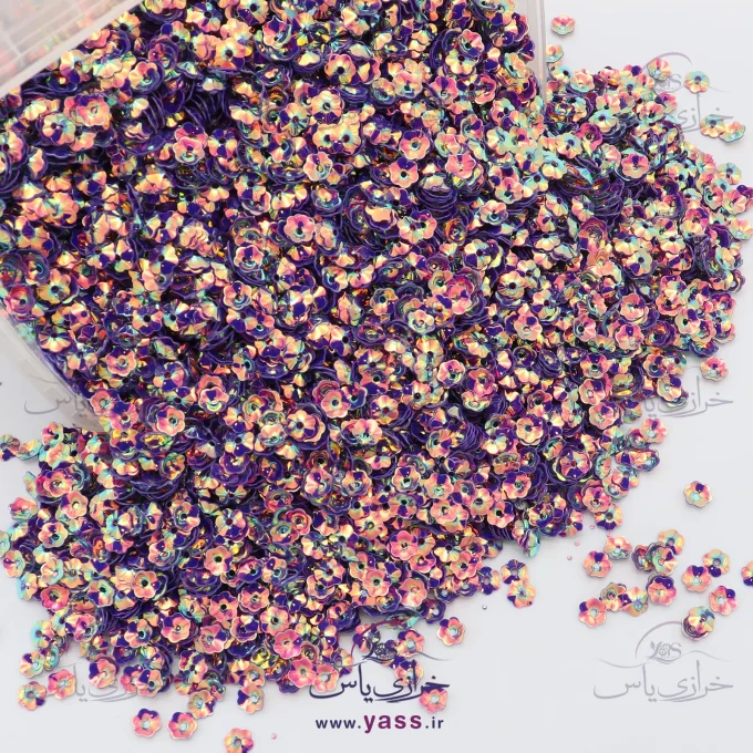 پولک شکوفه رویایی 6 میل بنفش بادمجونی (بسته 250 گرمی)