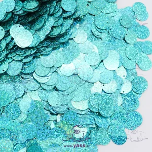 پولک سکه ای لیزری سبز آبی هفت رنگ 16 میل (بسته 250 گرمی)