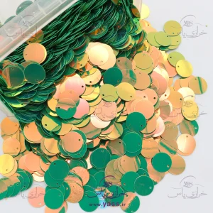 پولک سکه ای رویایی سبز کله غازی هفت رنگ 16 میل (بسته 250 گرمی)