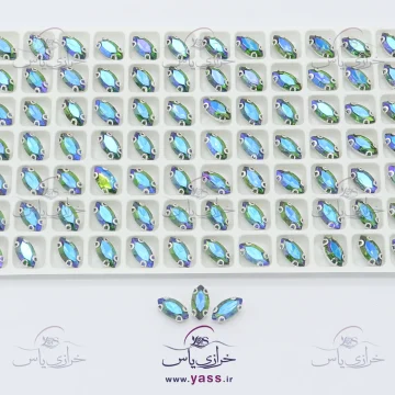نگین دوختنی مارکیز شیشه ای پایه دار هفت رنگ 5 * 10 میل (10 عددی)